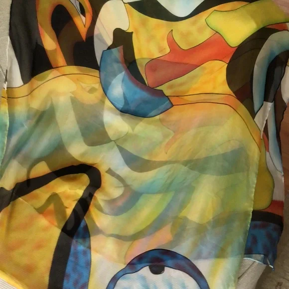 Cocoon House Exquisite Artist Art-to-Wear Fine Silk Rectangle WrapMulticolor